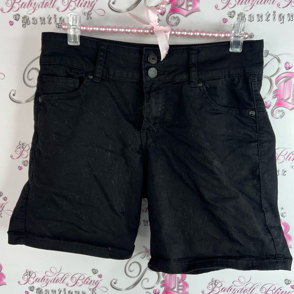Warehouse one bottoms up mid sho shorts Classic Black Women's Jean Shorts cargo